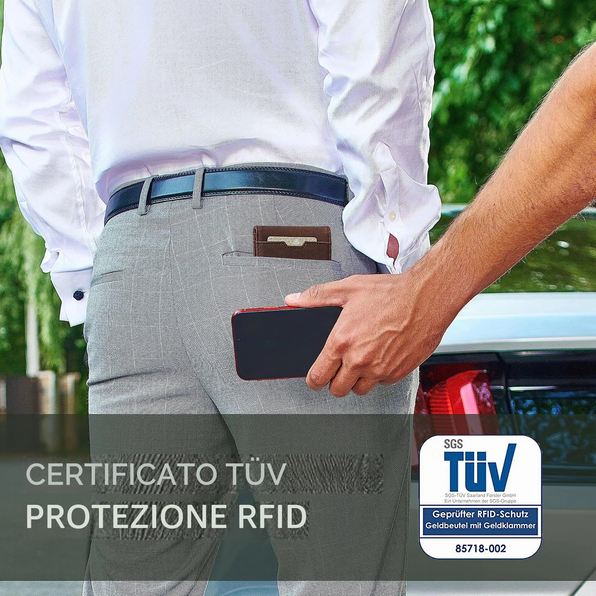 TRAVANDO Portafoglio Uomo Vienna con Protezione RFID, Porta Carte Slim con Clip per Contanti e Tasca Portamonete - immagine 6