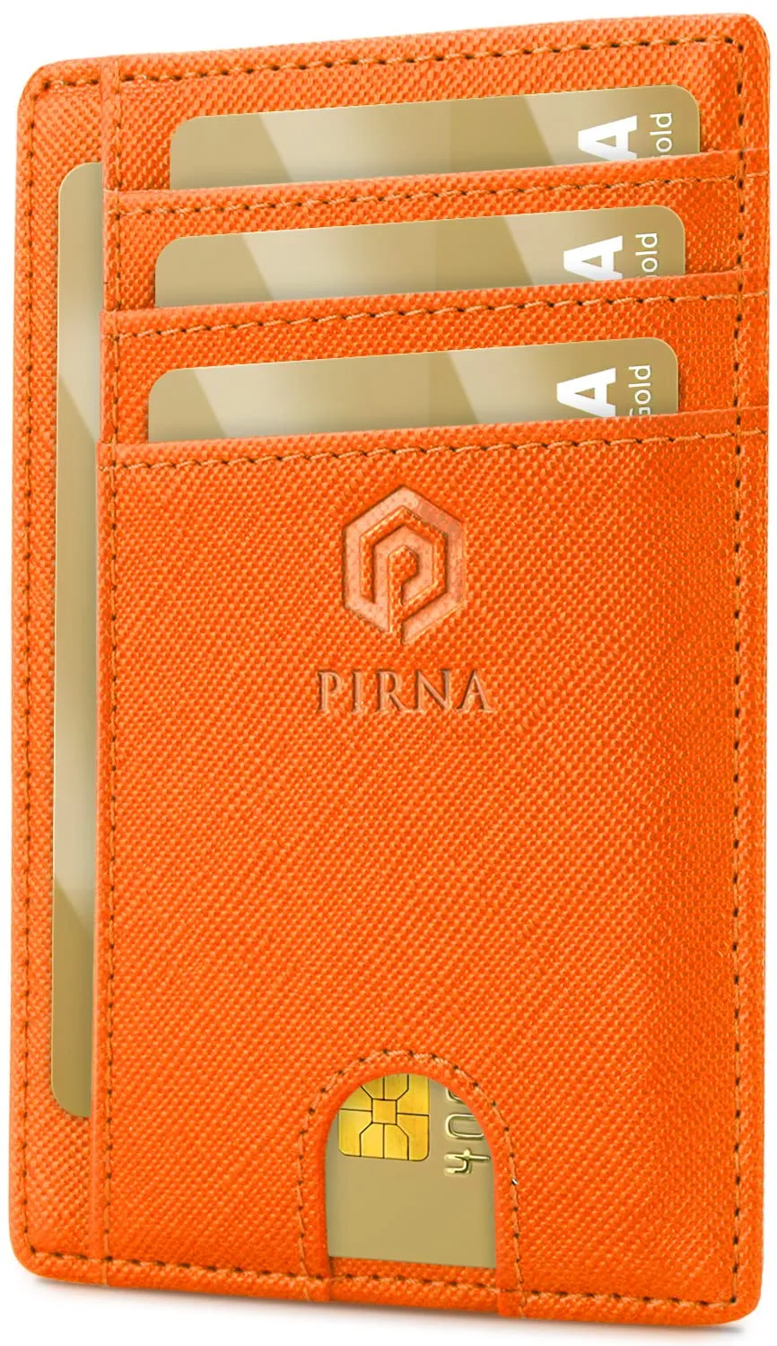 PIRNA Portafoglio Sottile da Uomo RFID Minimalista, Arancione, S - immagine 1