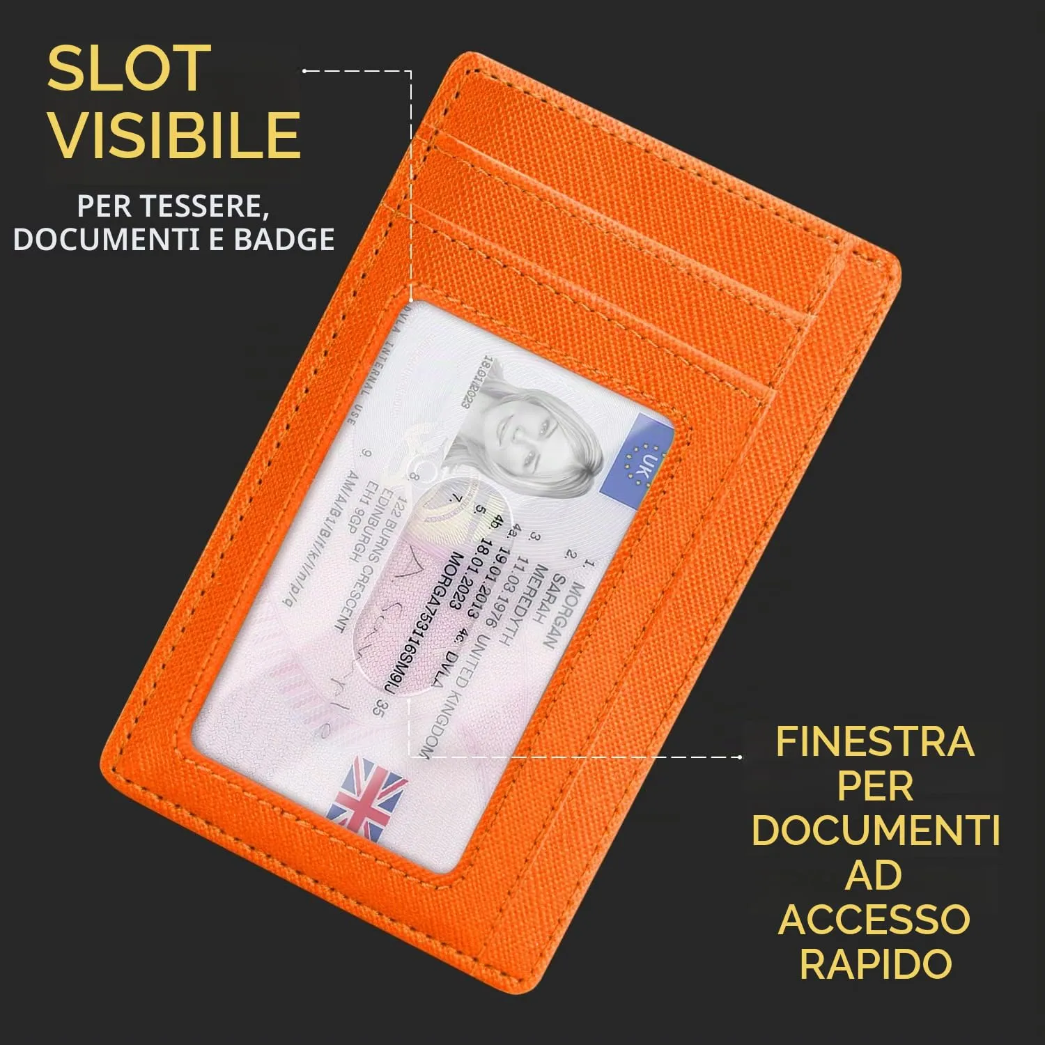 PIRNA Portafoglio Sottile da Uomo RFID Minimalista, Arancione, S - immagine 6