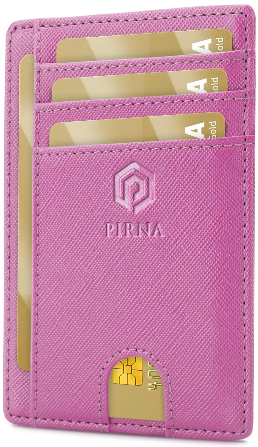PIRNA Portafoglio Slim RFID Rosa - Porta Carte di Credito e Contanti - immagine 1
