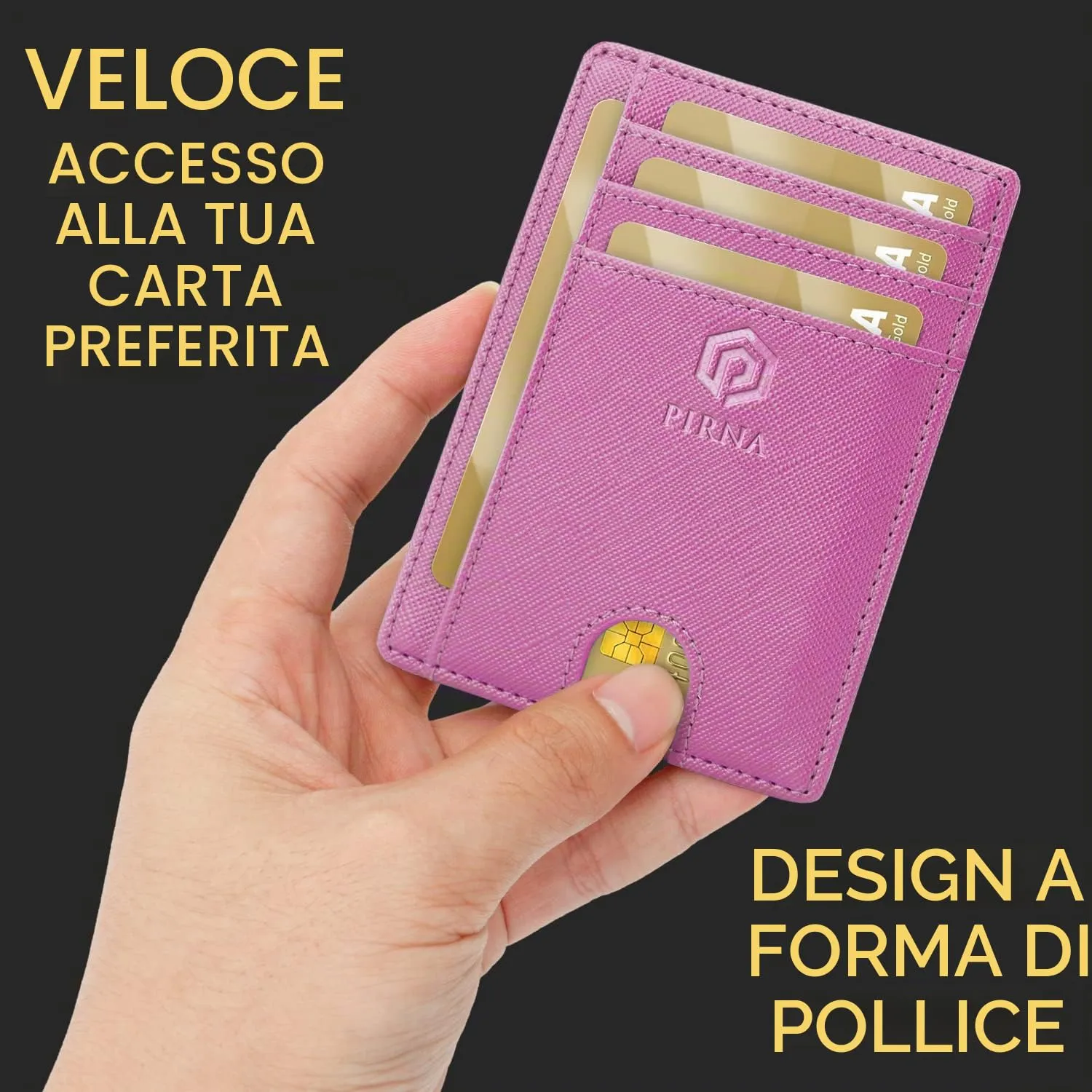 PIRNA Portafoglio Slim RFID Rosa - Porta Carte di Credito e Contanti - immagine 2