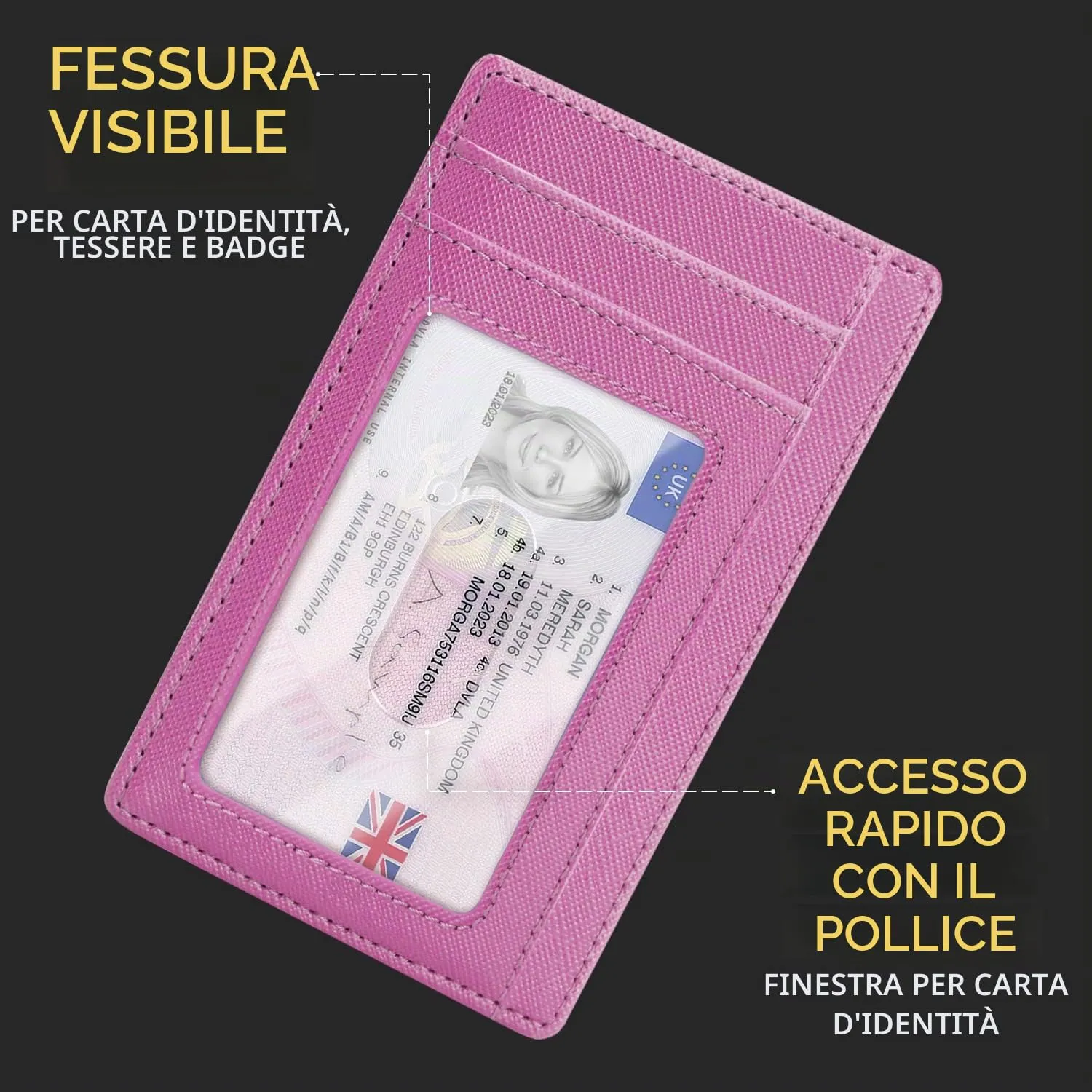 PIRNA Portafoglio Slim RFID Rosa - Porta Carte di Credito e Contanti - immagine 6