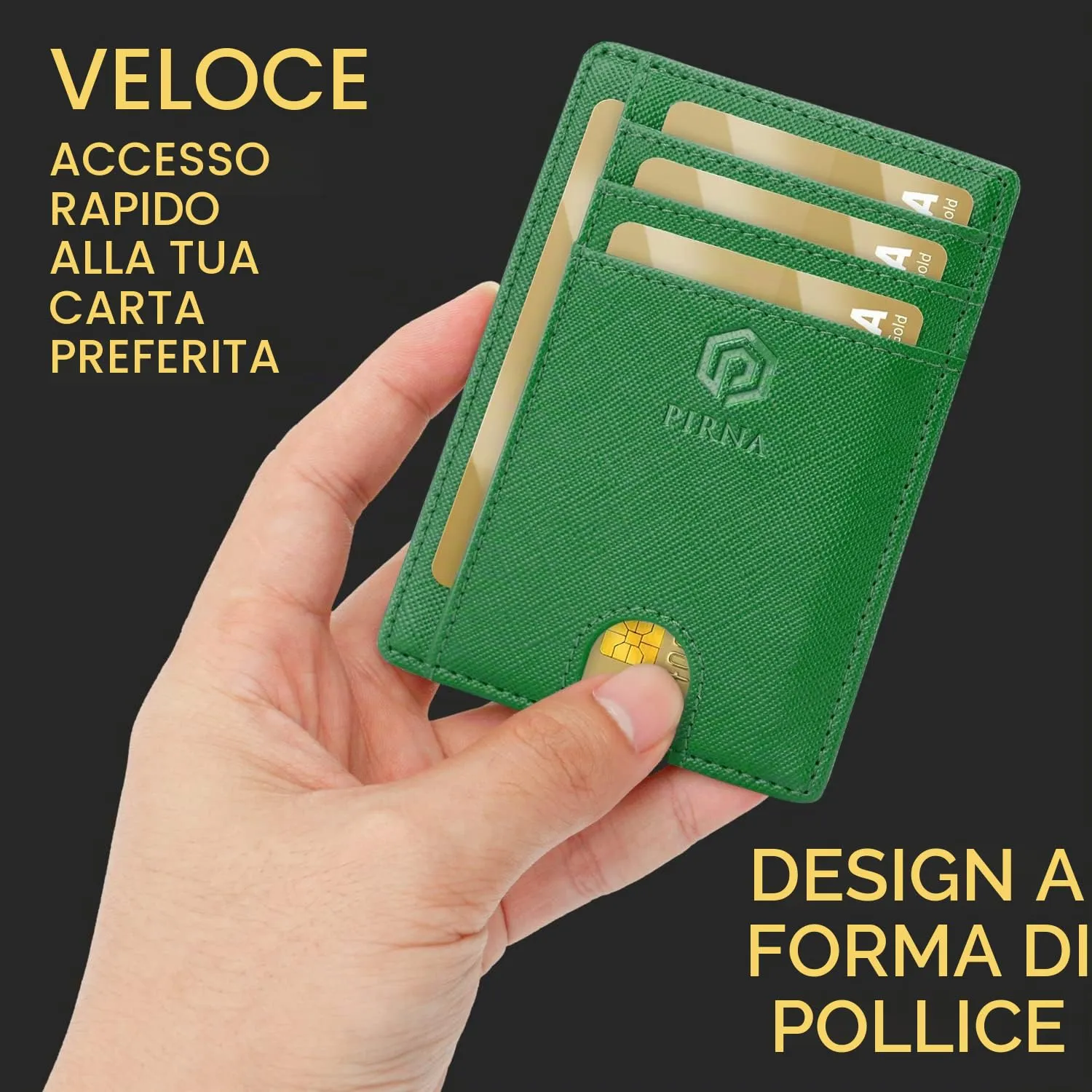 PIRNA Portafoglio Slim Uomo RFID Porta Carte di Credito - Foresta Verde - immagine 2