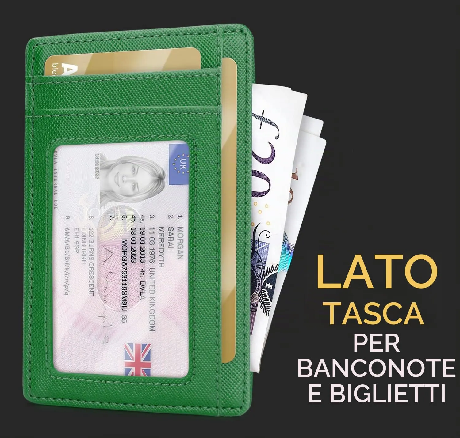 PIRNA Portafoglio Slim Uomo RFID Porta Carte di Credito - Foresta Verde - immagine 3