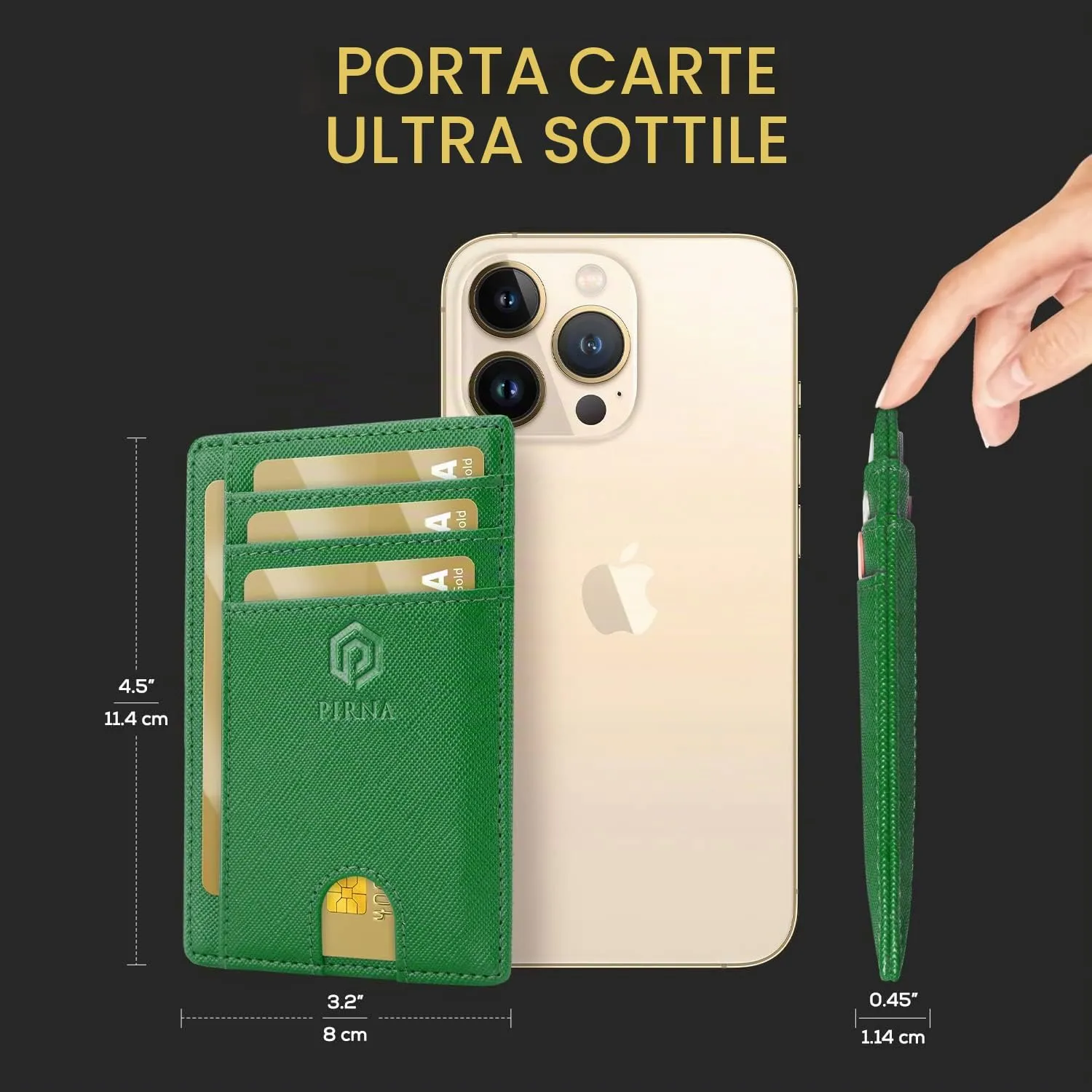 PIRNA Portafoglio Slim Uomo RFID Porta Carte di Credito - Foresta Verde - immagine 5