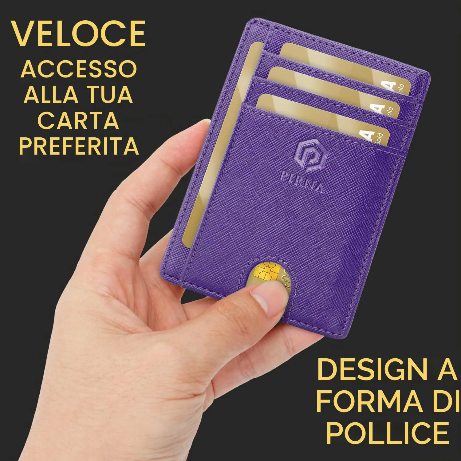 PIRNA Portafoglio Slim RFID Viola Reale - immagine 2