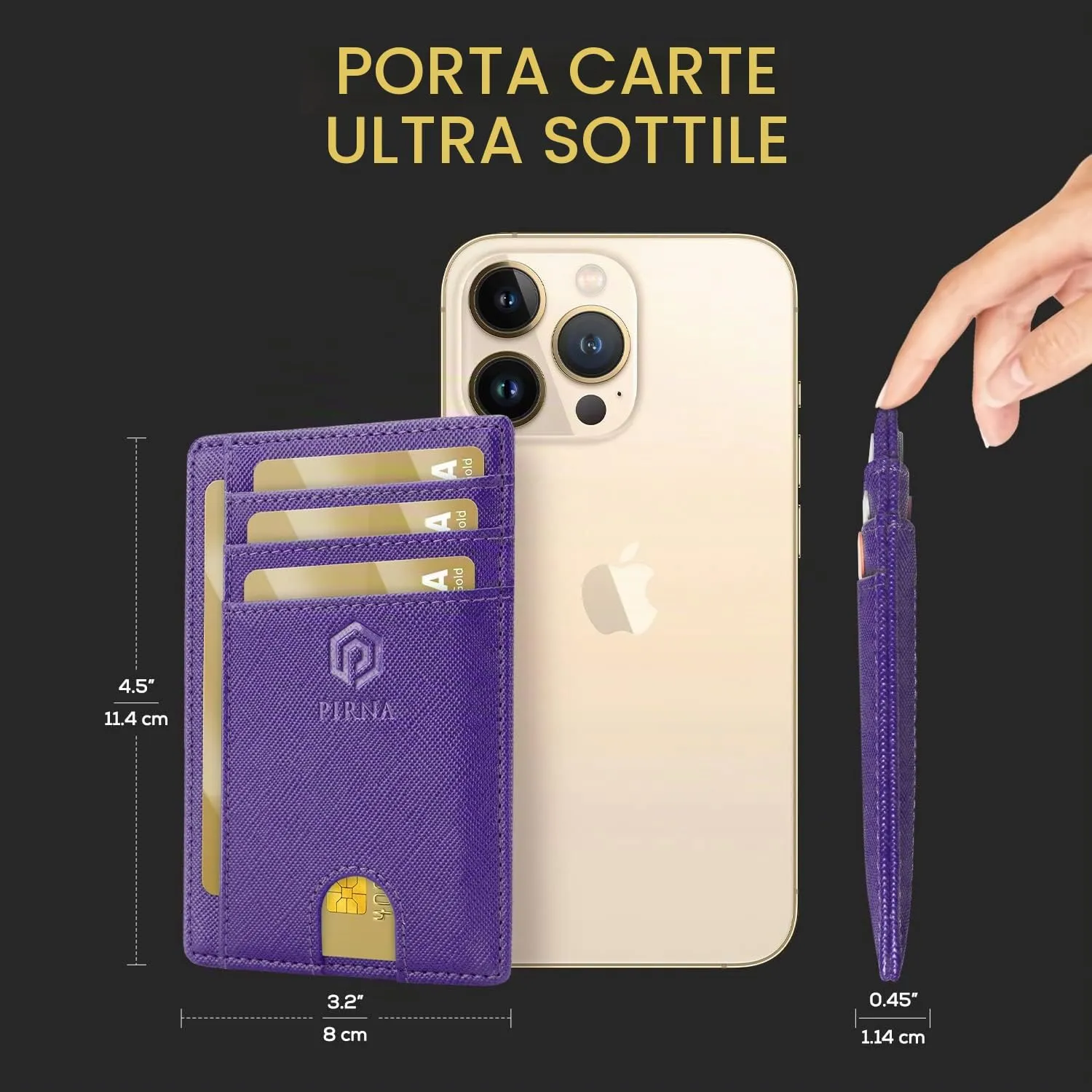 PIRNA Portafoglio Slim RFID Viola Reale - immagine 5