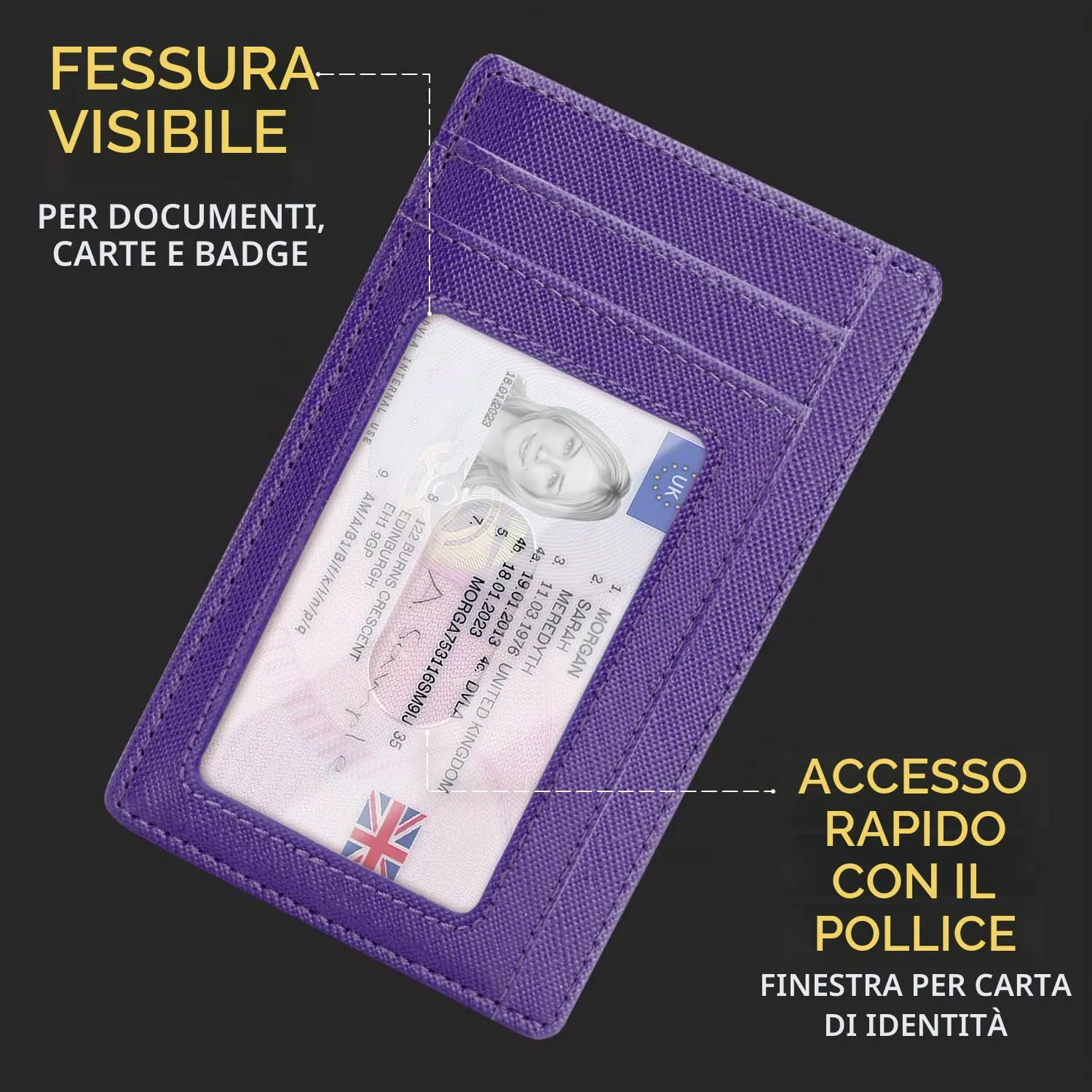 PIRNA Portafoglio Slim RFID Viola Reale - immagine 6