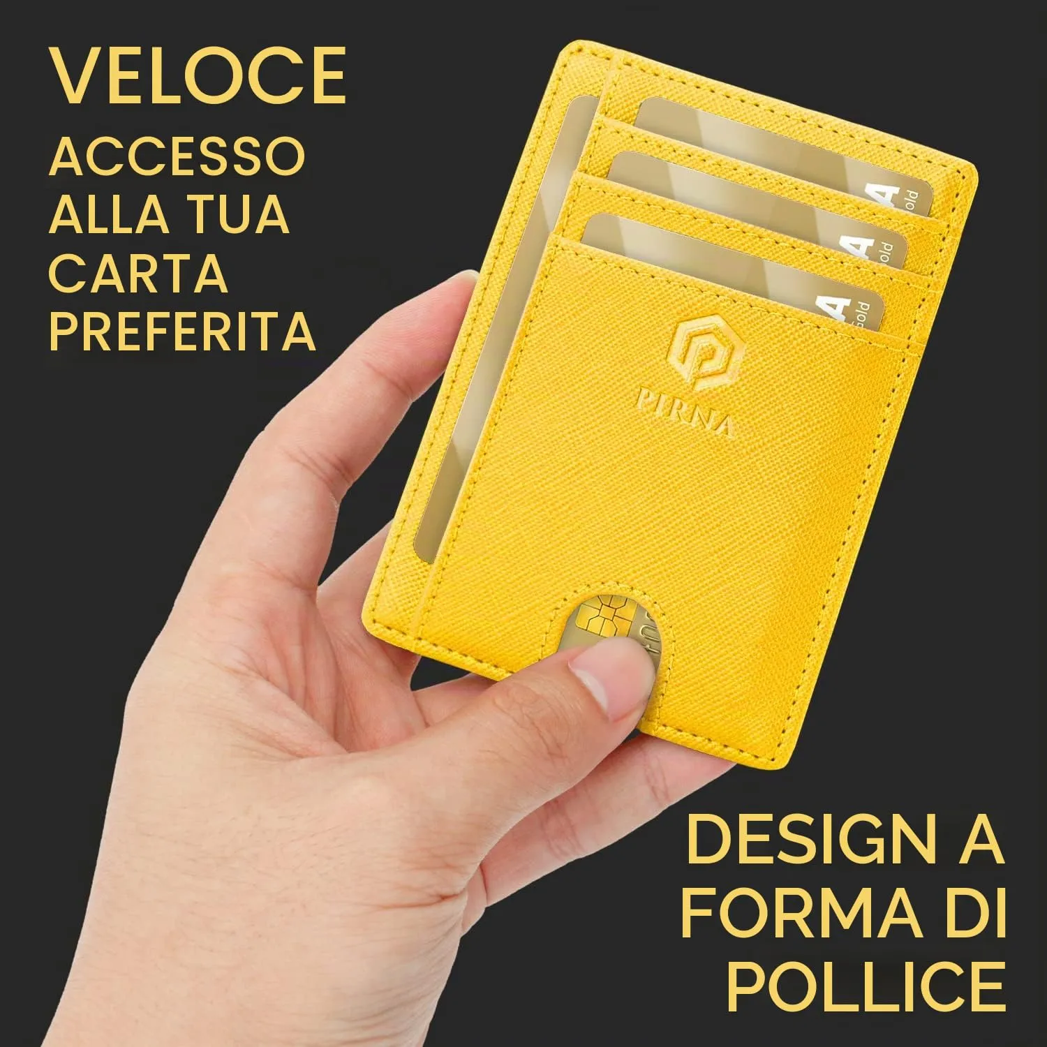 PIRNA Slim Wallet Portafoglio RFID Giallo - immagine 2