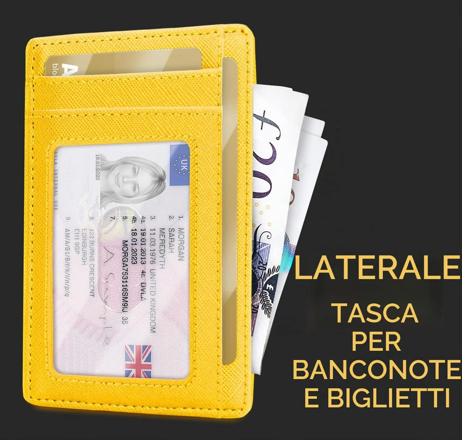 PIRNA Slim Wallet Portafoglio RFID Giallo - immagine 3