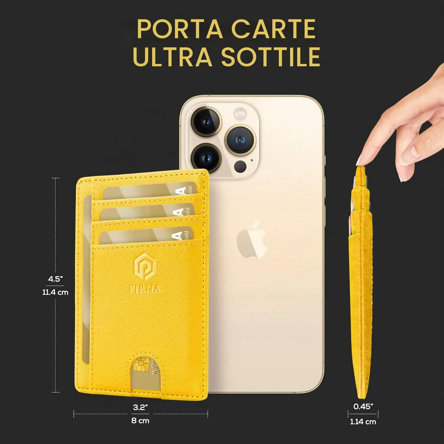 PIRNA Slim Wallet Portafoglio RFID Giallo - immagine 5