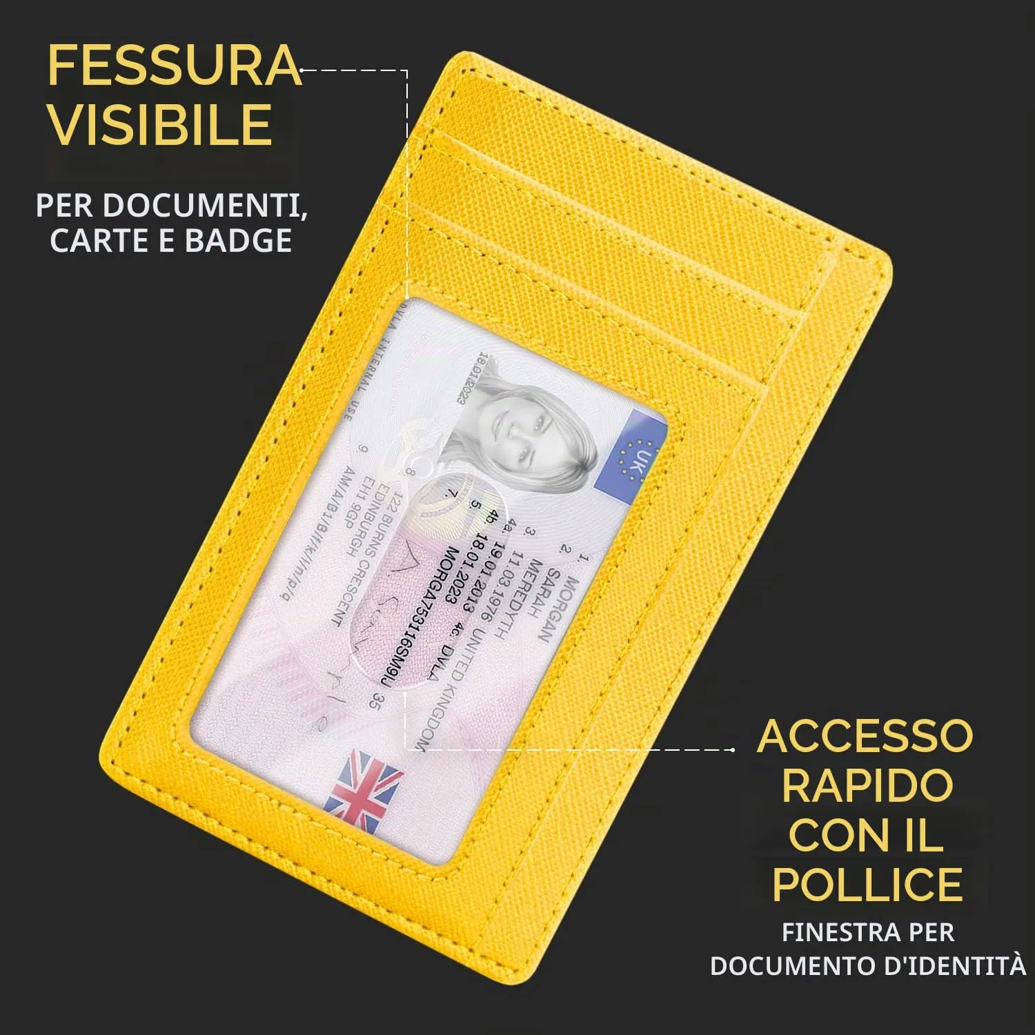 PIRNA Slim Wallet Portafoglio RFID Giallo - immagine 6