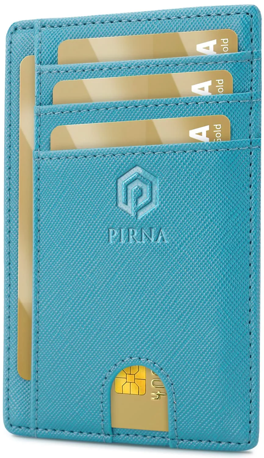 PIRNA Portafoglio Slim RFID Porta Carte di Credito - Blu Oceano - immagine 1