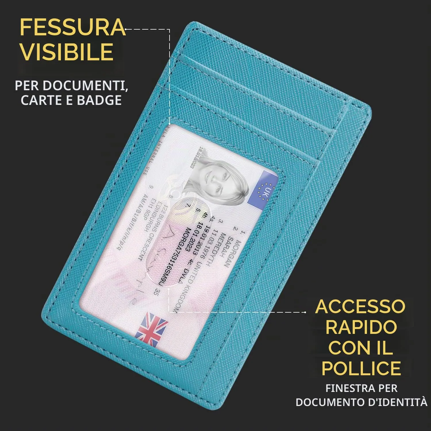PIRNA Portafoglio Slim RFID Porta Carte di Credito - Blu Oceano - immagine 6
