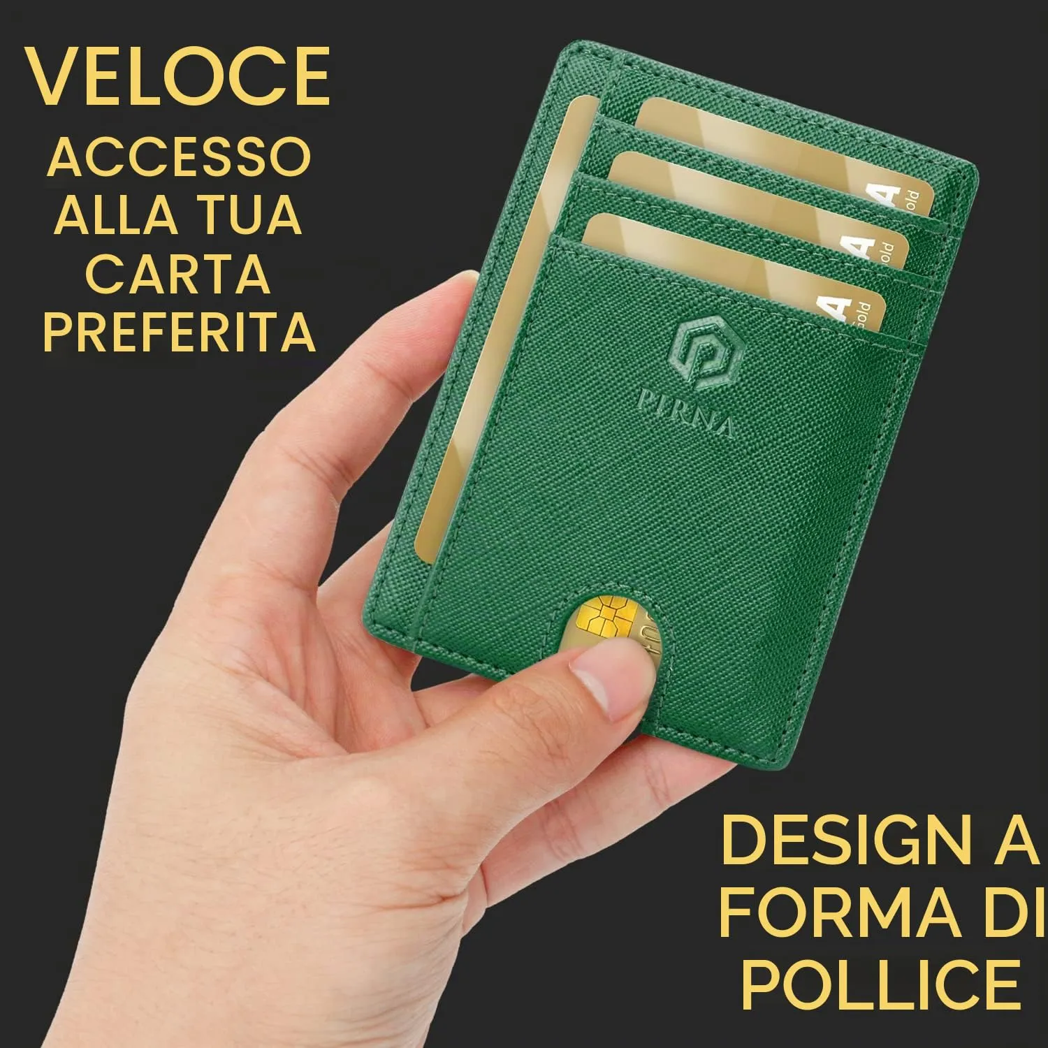 PIRNA Portafoglio Slim RFID per Uomo e Donna - Pino Verde - immagine 2