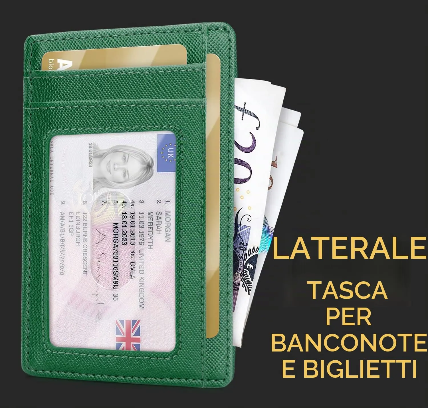PIRNA Portafoglio Slim RFID per Uomo e Donna - Pino Verde - immagine 3