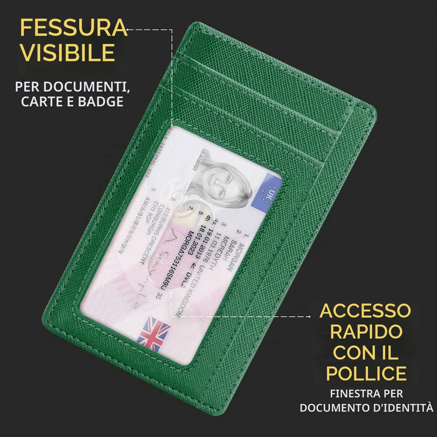 PIRNA Portafoglio Slim RFID per Uomo e Donna - Pino Verde - immagine 6