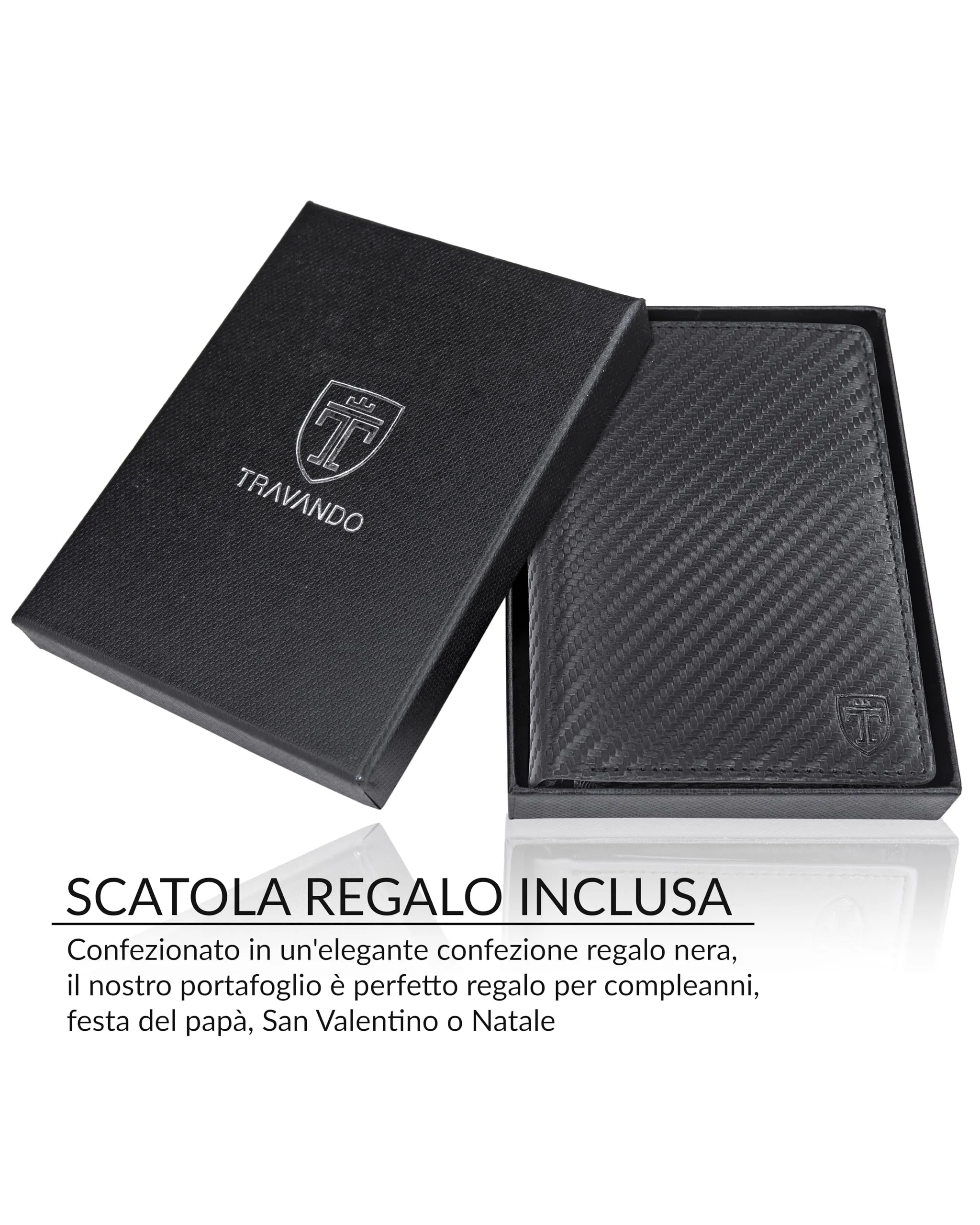 TRAVANDO Portafoglio Uomo Roma con Protezione RFID, Formato Verticale (Carbon) - immagine 7