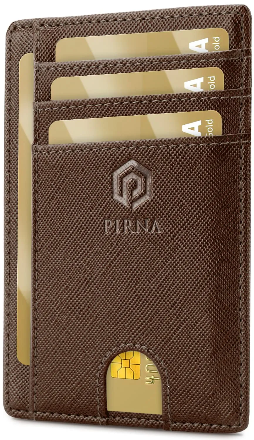 PIRNA Portafoglio Uomo Slim RFID Porta Carte di Credito - Caffè Marrone - immagine 1