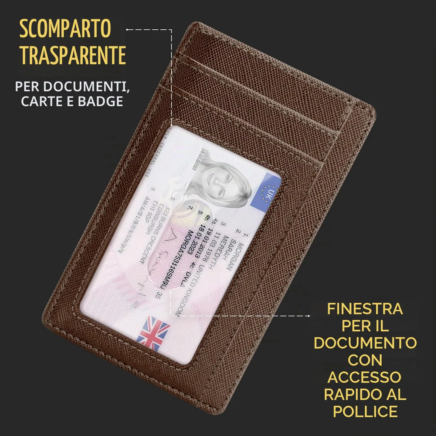 PIRNA Portafoglio Uomo Slim RFID Porta Carte di Credito - Caffè Marrone - immagine 6