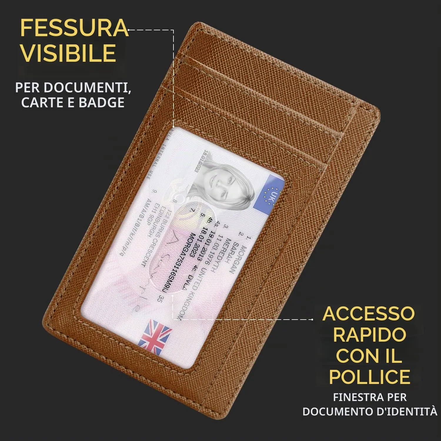 PIRNA Portafoglio Uomo Slim RFID Marrone Caramello - immagine 6