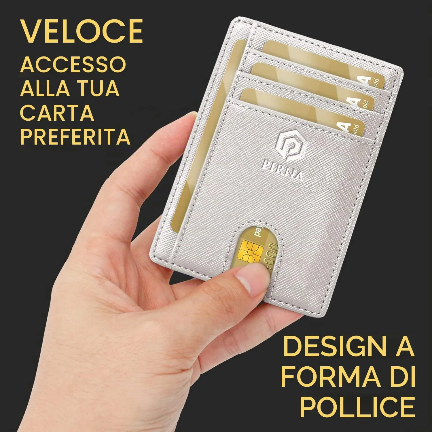 PIRNA Portafoglio Slim RFID Porta Carte di Credito - Bianco - immagine 2