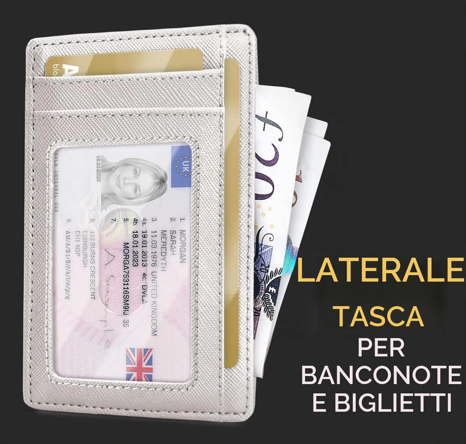 PIRNA Portafoglio Slim RFID Porta Carte di Credito - Bianco - immagine 3