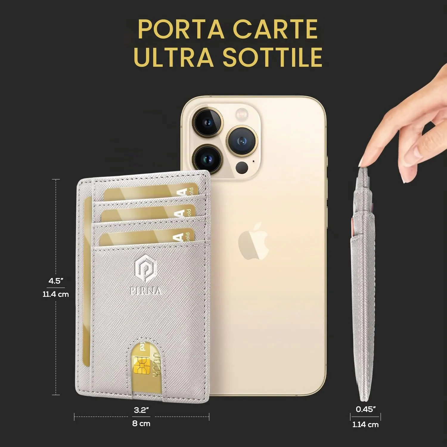PIRNA Portafoglio Slim RFID Porta Carte di Credito - Bianco - immagine 5