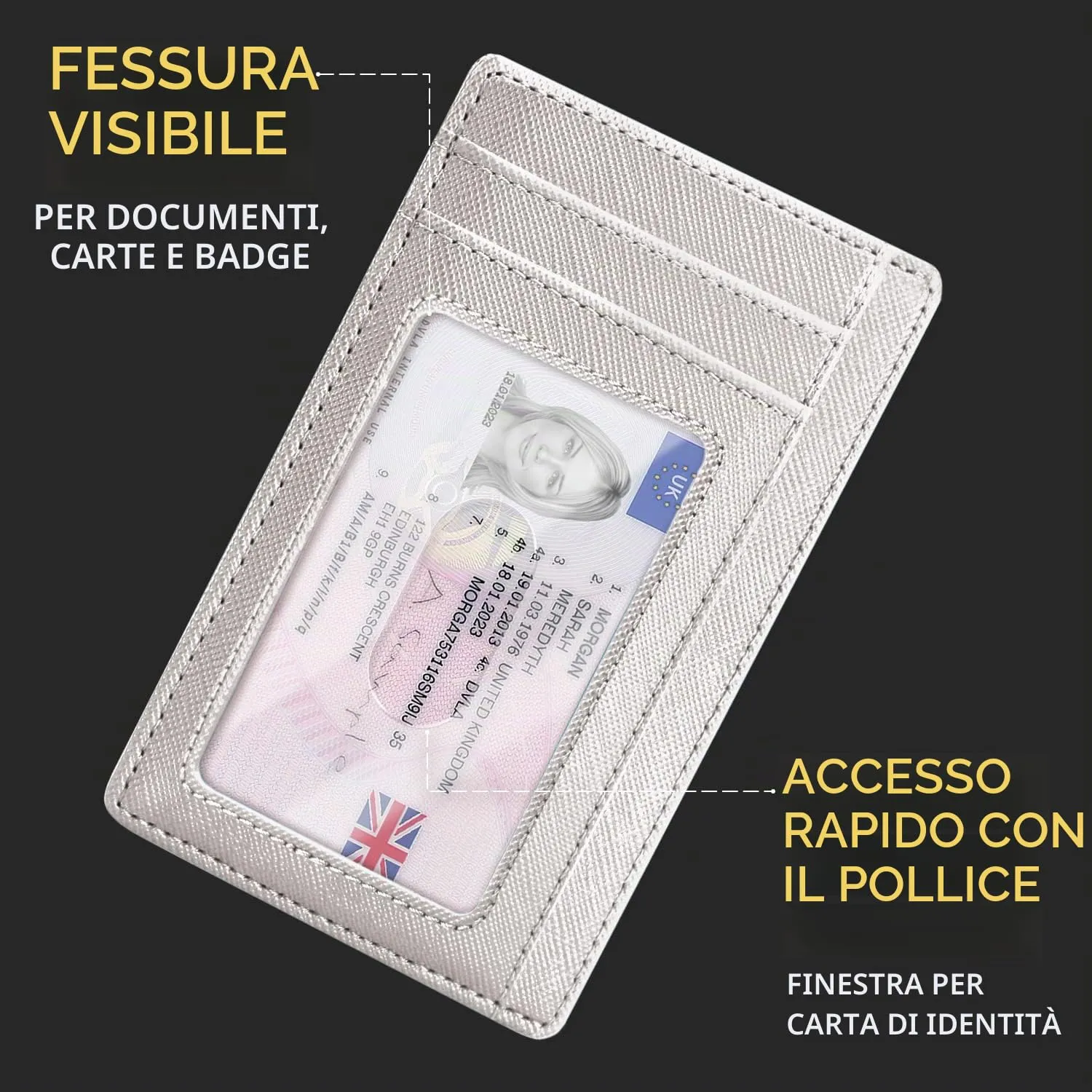 PIRNA Portafoglio Slim RFID Porta Carte di Credito - Bianco - immagine 6