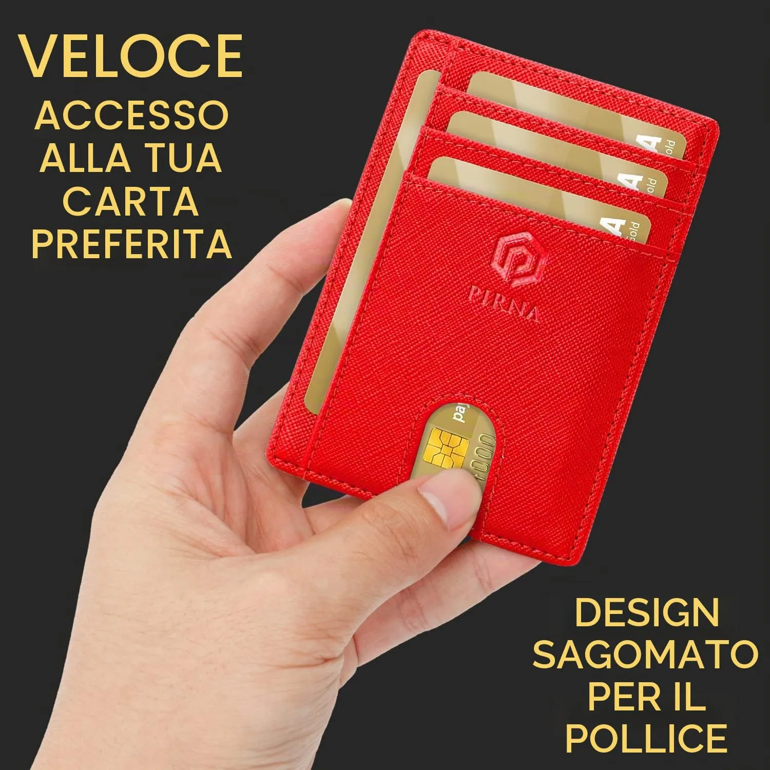PIRNA Portafoglio Slim RFID Rosso - immagine 2