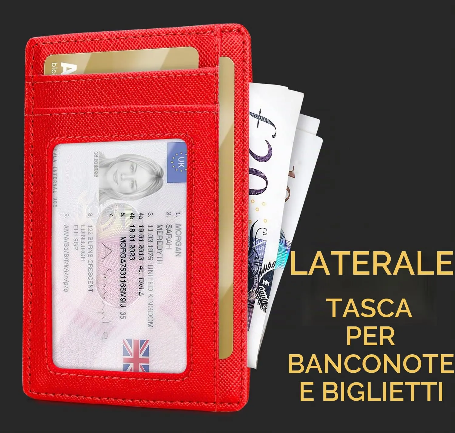 PIRNA Portafoglio Slim RFID Rosso - immagine 3