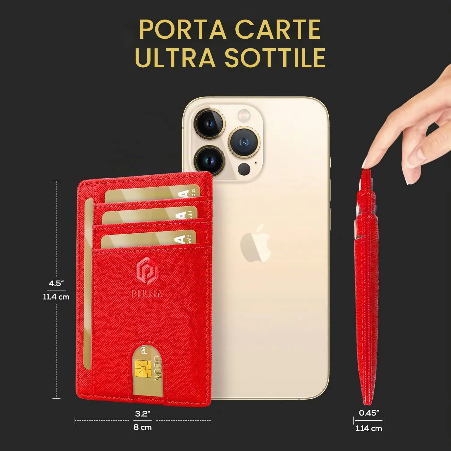 PIRNA Portafoglio Slim RFID Rosso - immagine 5