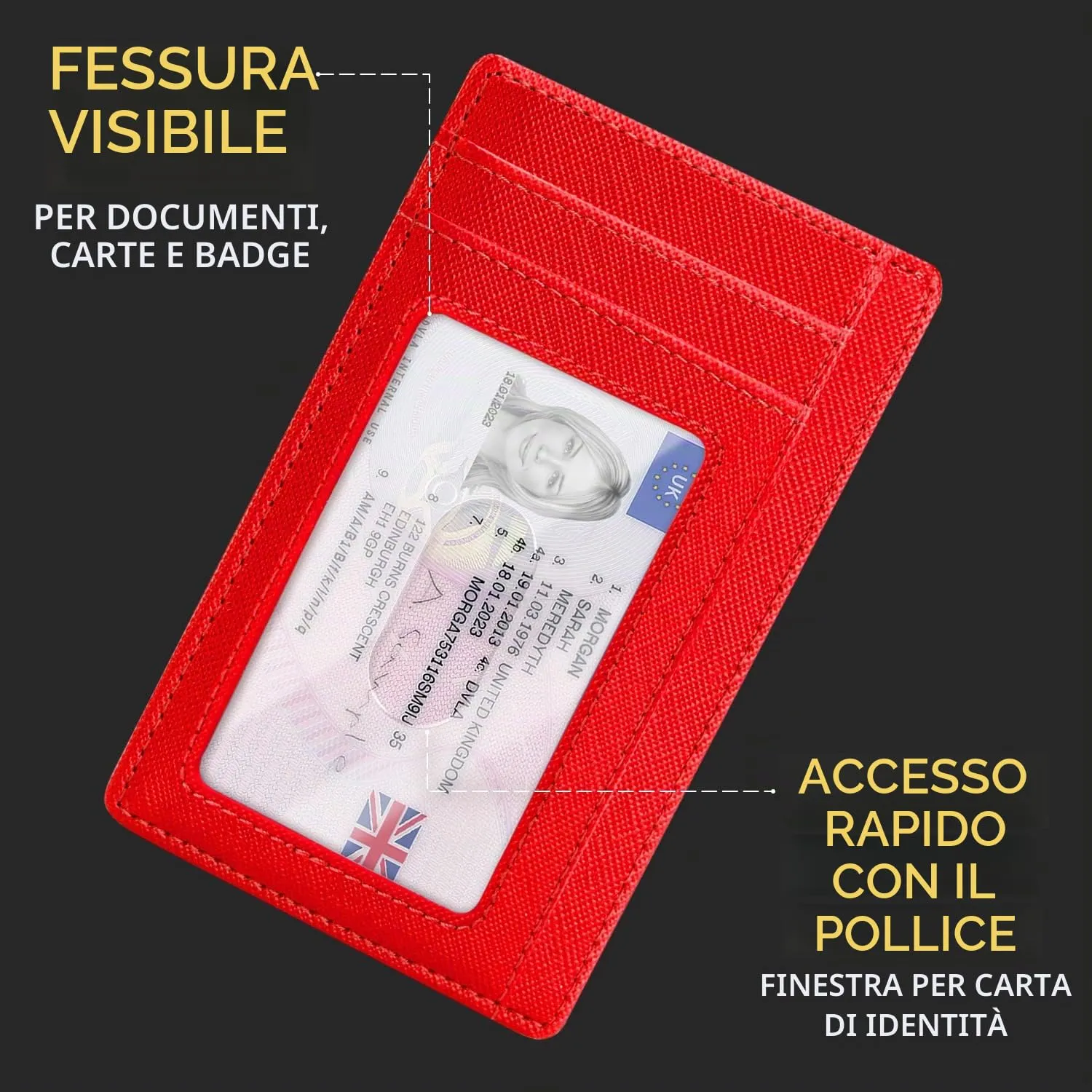 PIRNA Portafoglio Slim RFID Rosso - immagine 6