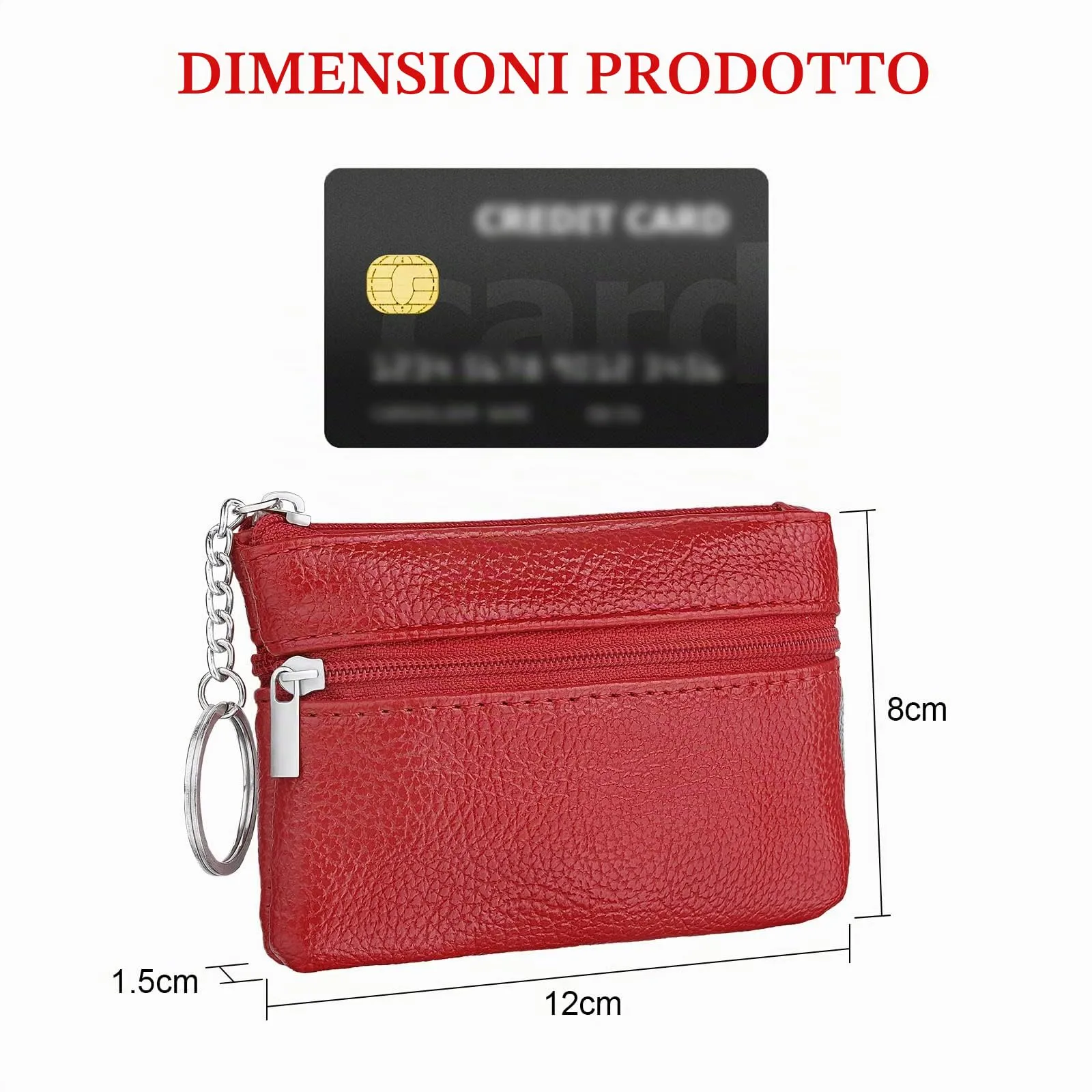 Aucuu Portafoglio in Pelle Donna, Mini Portamonete con Portachiavi - immagine 2