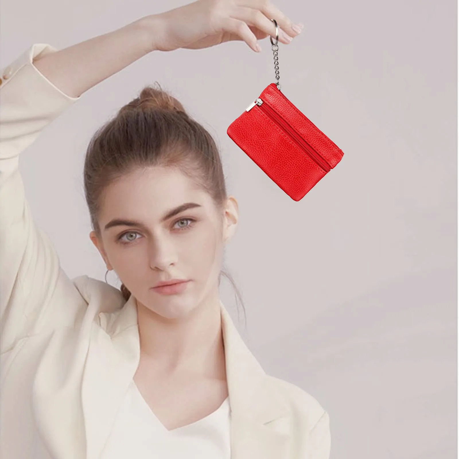 Aucuu Portafoglio in Pelle Donna, Mini Portamonete con Portachiavi - immagine 9