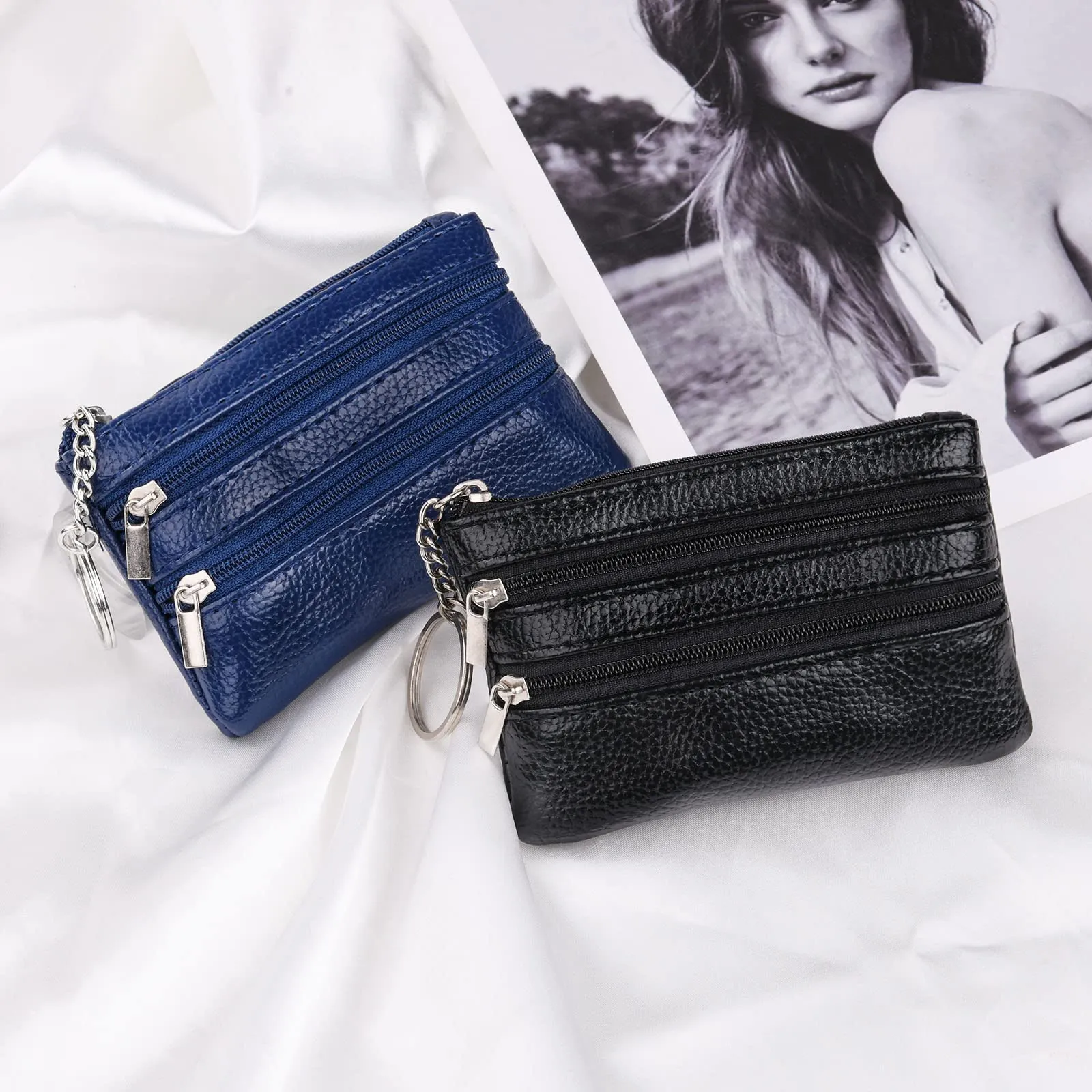 Aucuu Portafoglio in Pelle Donna Mini con Portamonete e Portachiavi - immagine 8