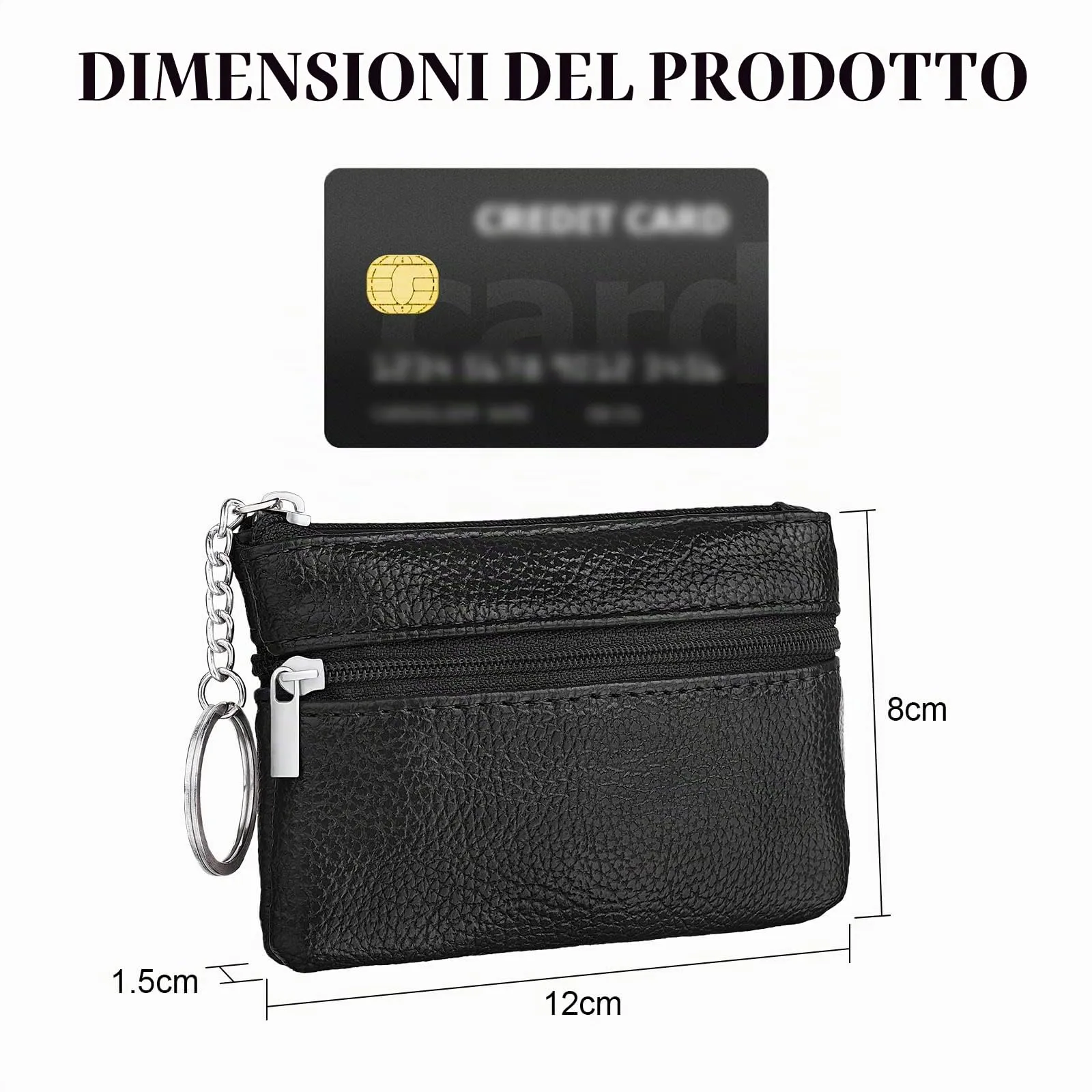Aucuu Portafoglio in Pelle Donna Mini Portamonete con Portachiavi - immagine 3