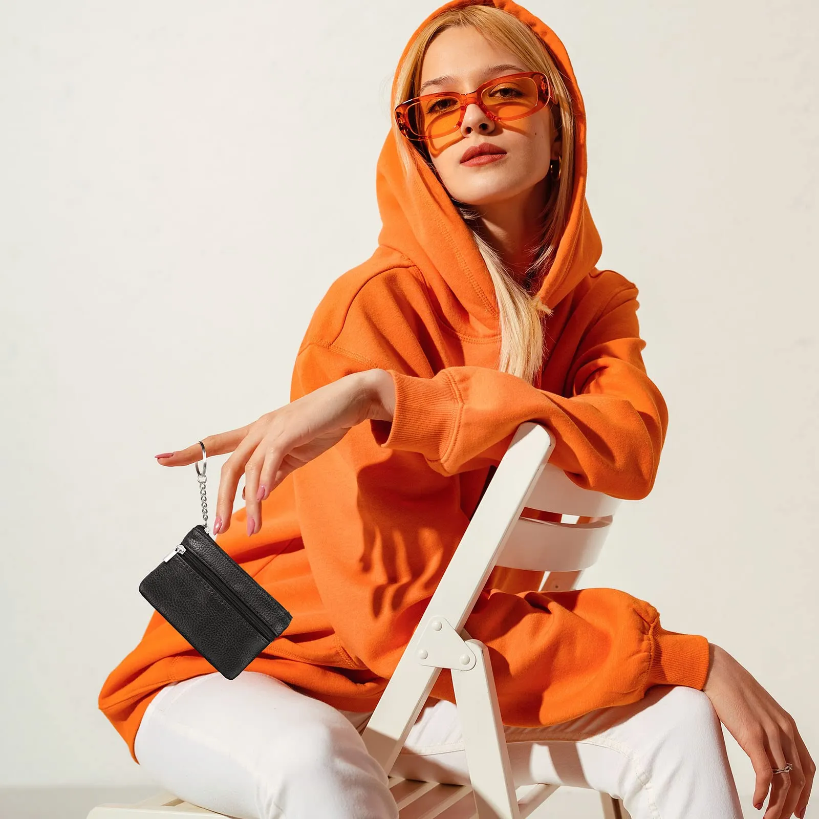Aucuu Portafoglio in Pelle Donna Mini Portamonete con Portachiavi - immagine 7