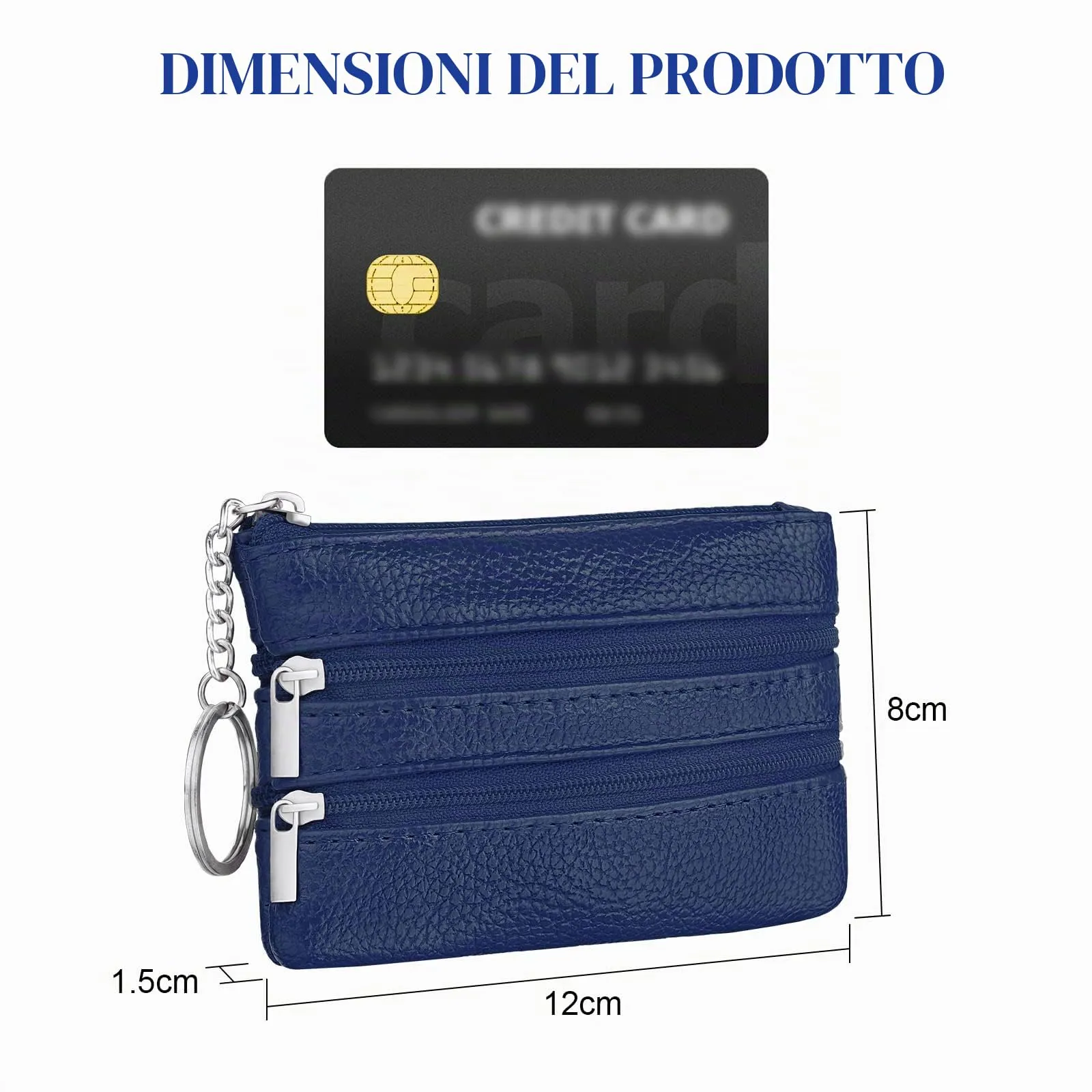 Aucuu Portafoglio in Pelle Donna, Mini Portamonete con Portachiavi - immagine 2