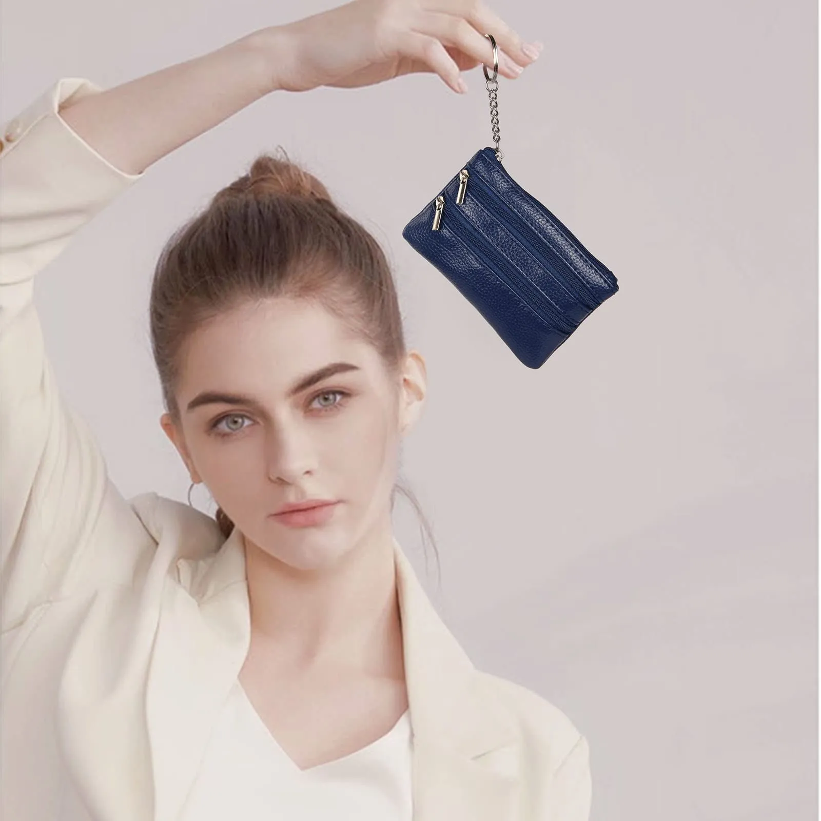 Aucuu Portafoglio in Pelle Donna, Mini Portamonete con Portachiavi - immagine 8