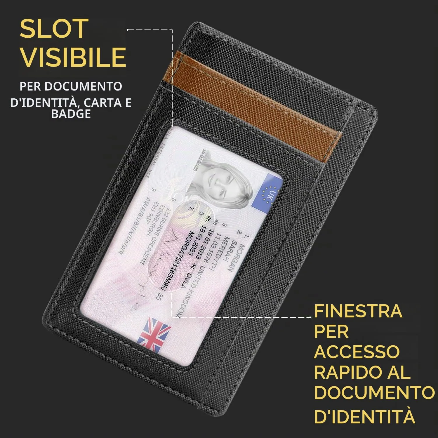 PIRNA Portafoglio Uomo Slim RFID Porta Carte di Credito - Nero/Marrone - immagine 6