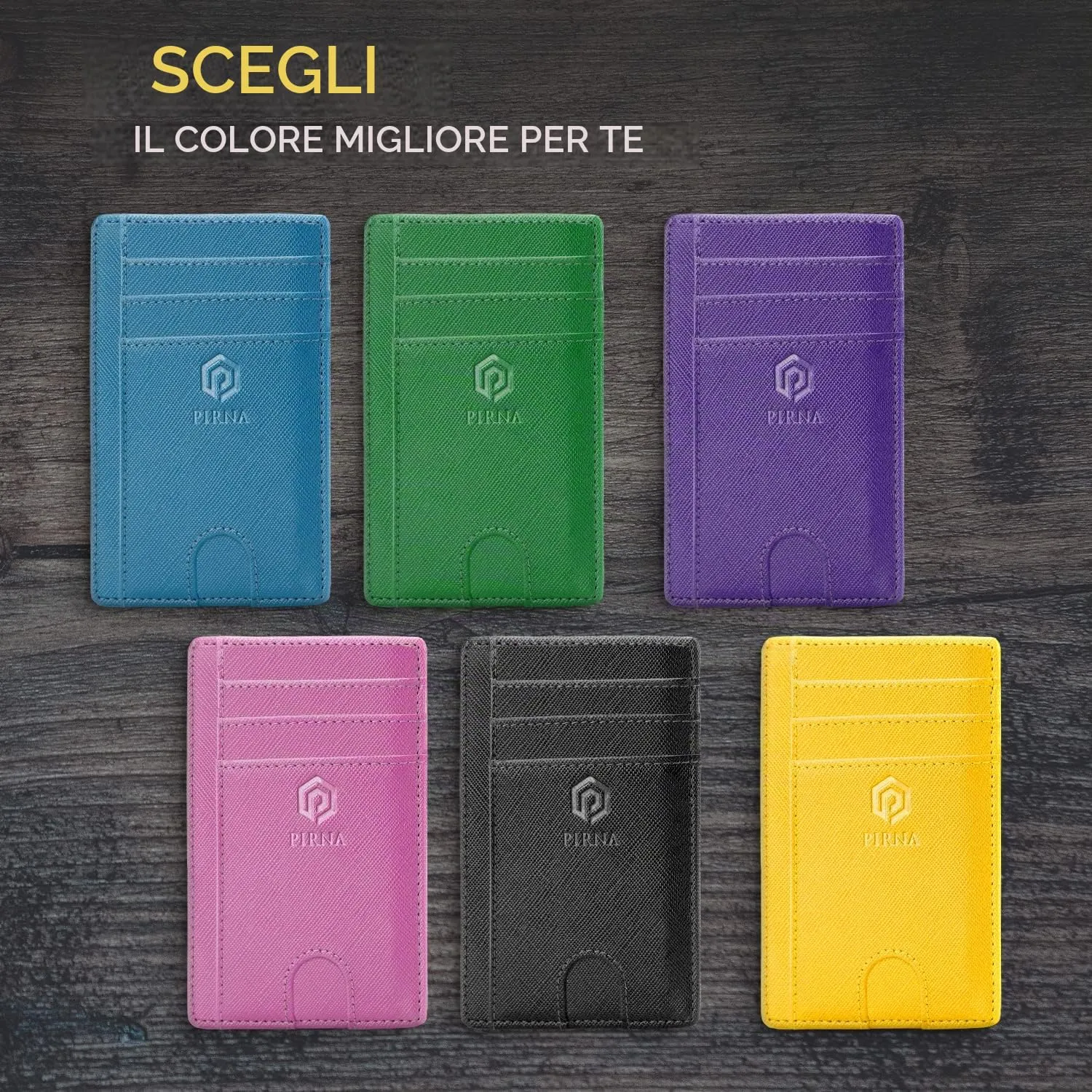 PIRNA Portafoglio Uomo Slim RFID Porta Carte di Credito - Nero/Marrone - immagine 7