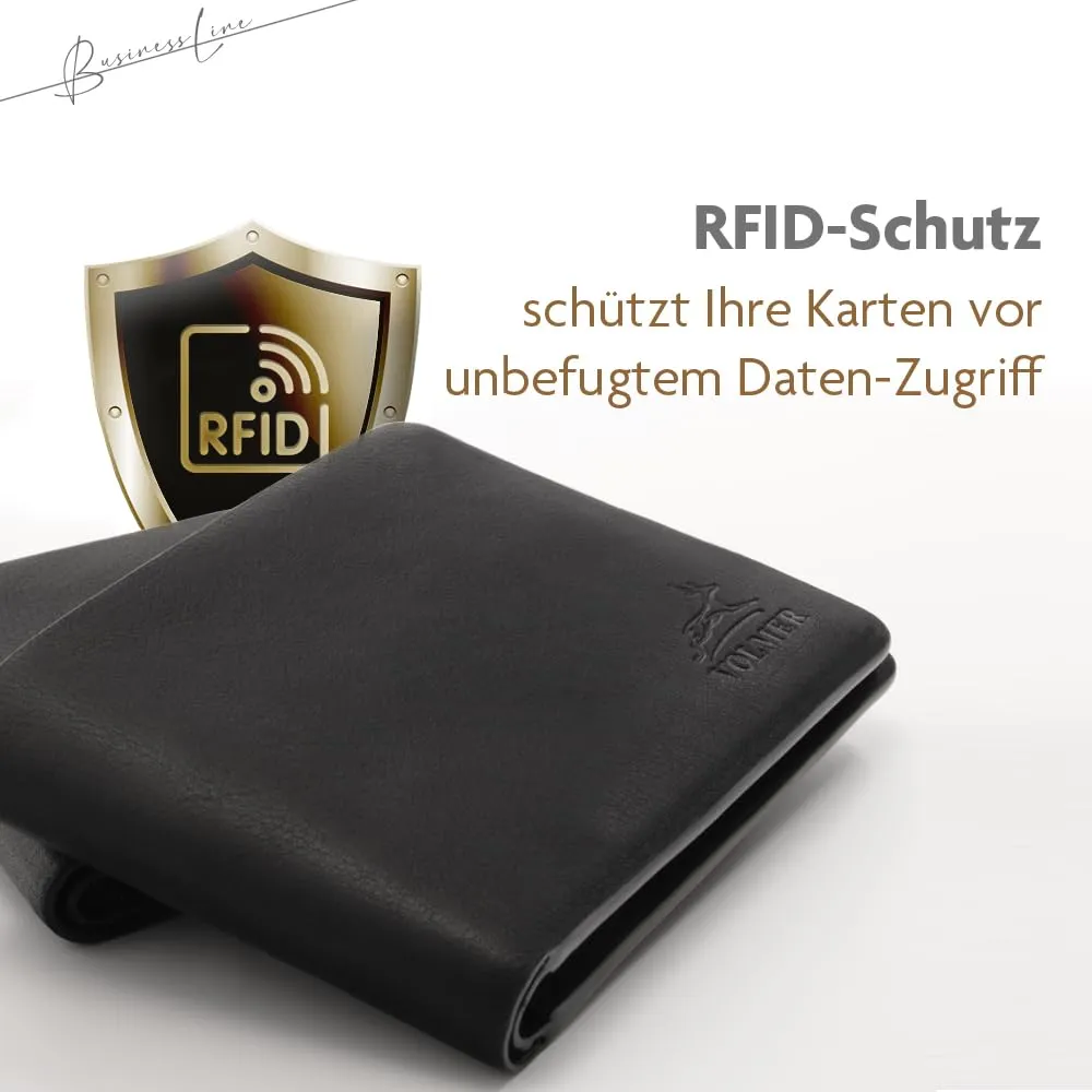 Fa.Volmer Portafoglio in pelle da uomo Business ONE, Senza cuciture, Protezione RFID, Nero - immagine 6
