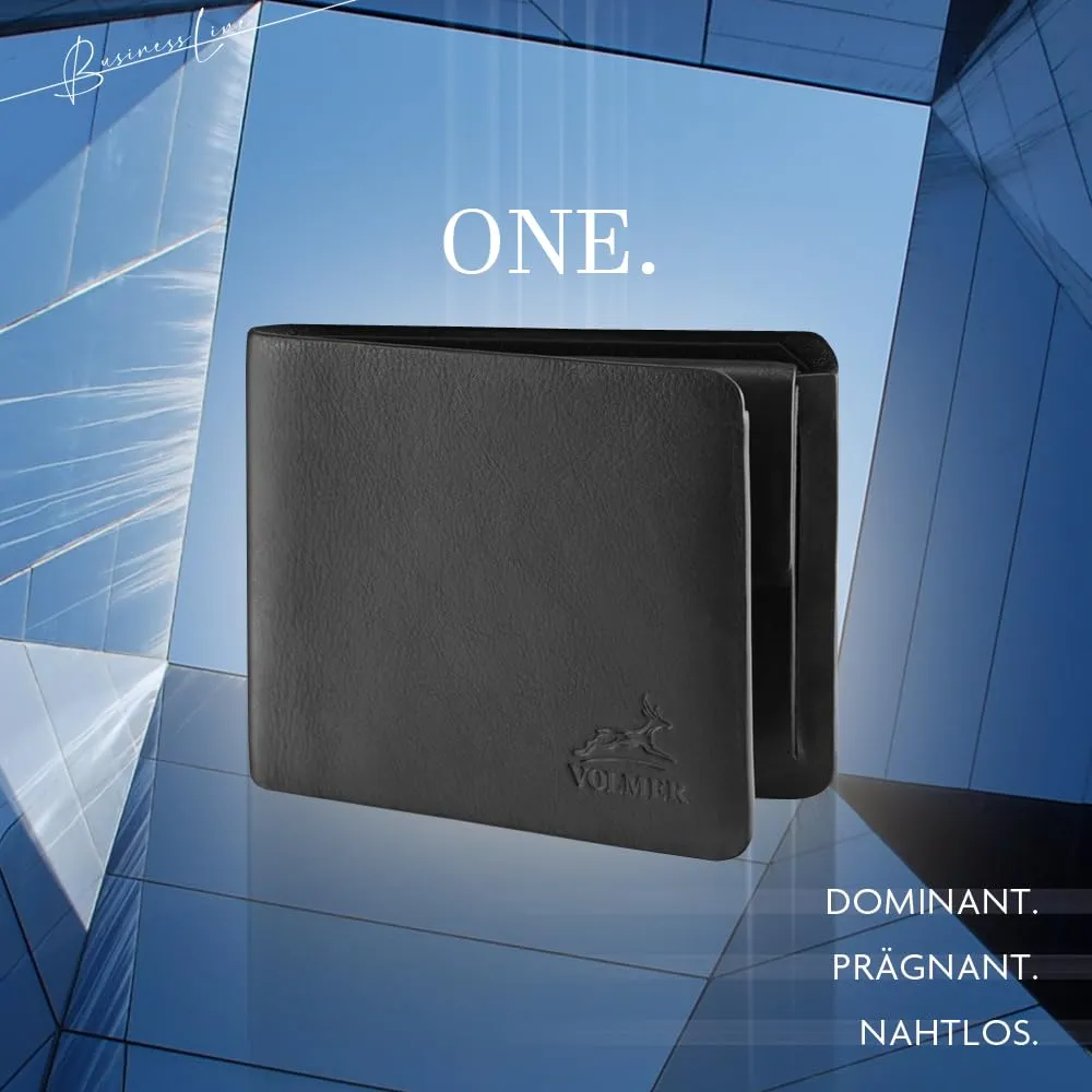 Fa.Volmer Portafoglio in pelle da uomo Business ONE, Senza cuciture, Protezione RFID, Nero - immagine 8
