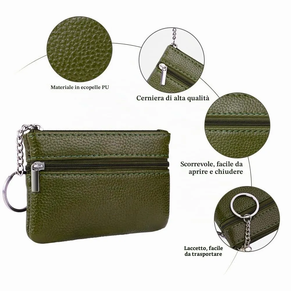 Aucuu Portafoglio in Pelle Donna, Mini Portamonete con Portachiavi - immagine 2