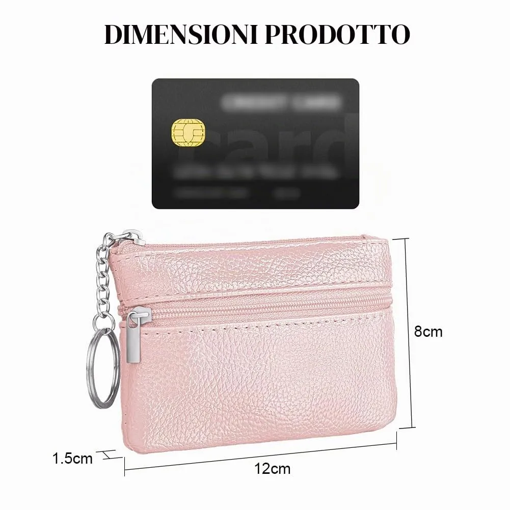 Aucuu Portafoglio in Pelle Donna, Mini Portamonete con Portachiavi - immagine 2