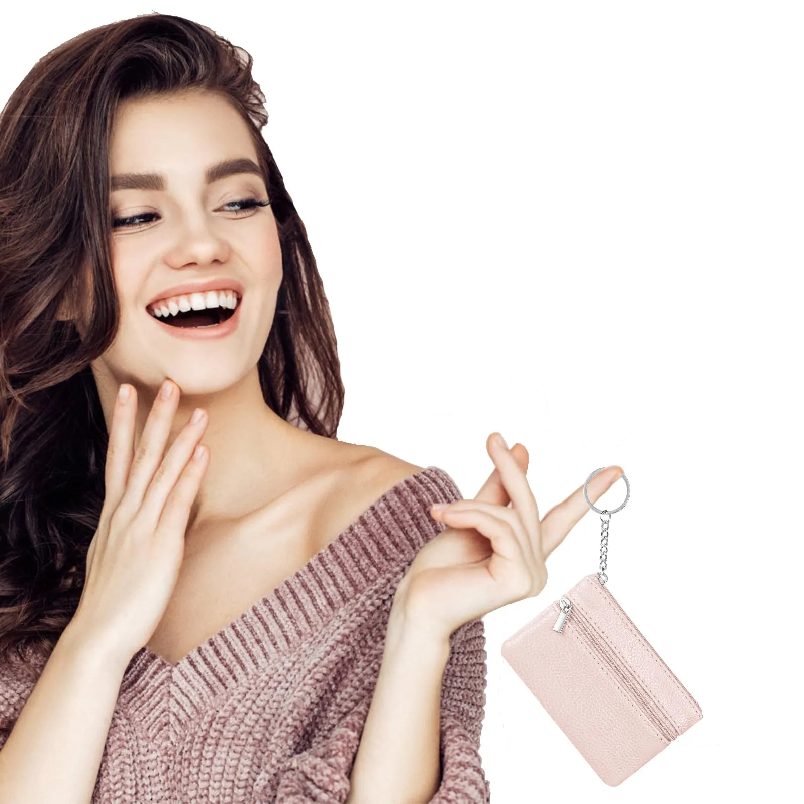 Aucuu Portafoglio in Pelle Donna, Mini Portamonete con Portachiavi - immagine 6