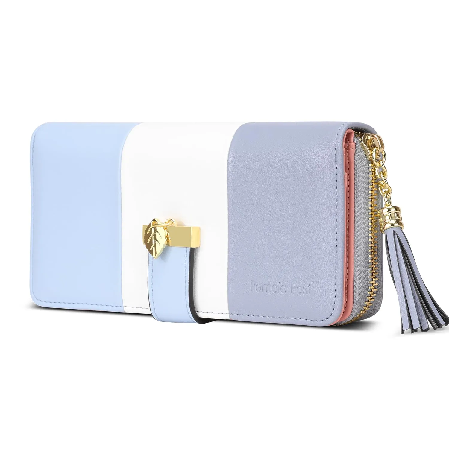 Pomelo Best Portafoglio Donna Lungo con Cerniera e Portamonete, RFID, Pelle Sintetica, Viola Azul - immagine 1
