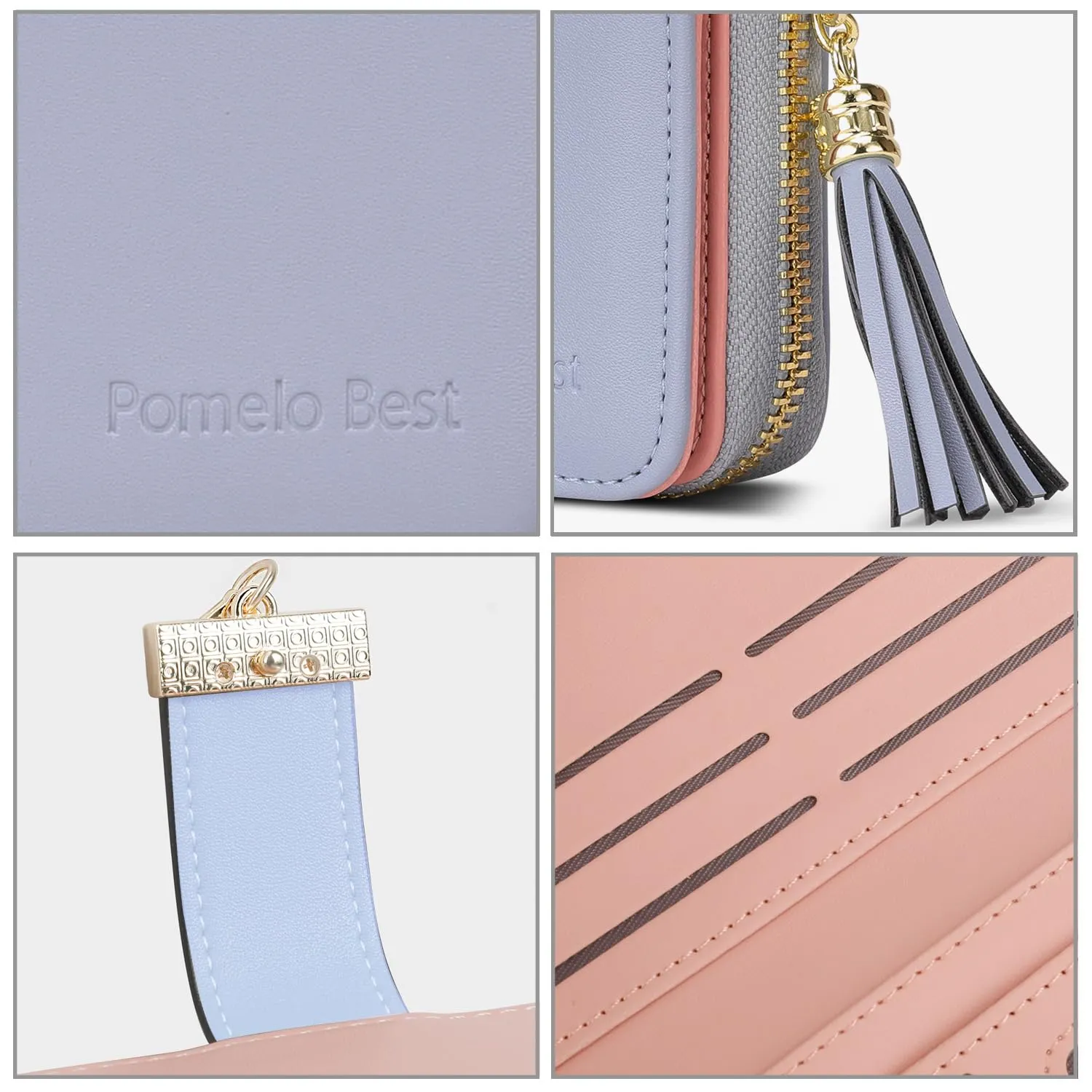 Pomelo Best Portafoglio Donna Lungo con Cerniera e Portamonete, RFID, Pelle Sintetica, Viola Azul - immagine 3