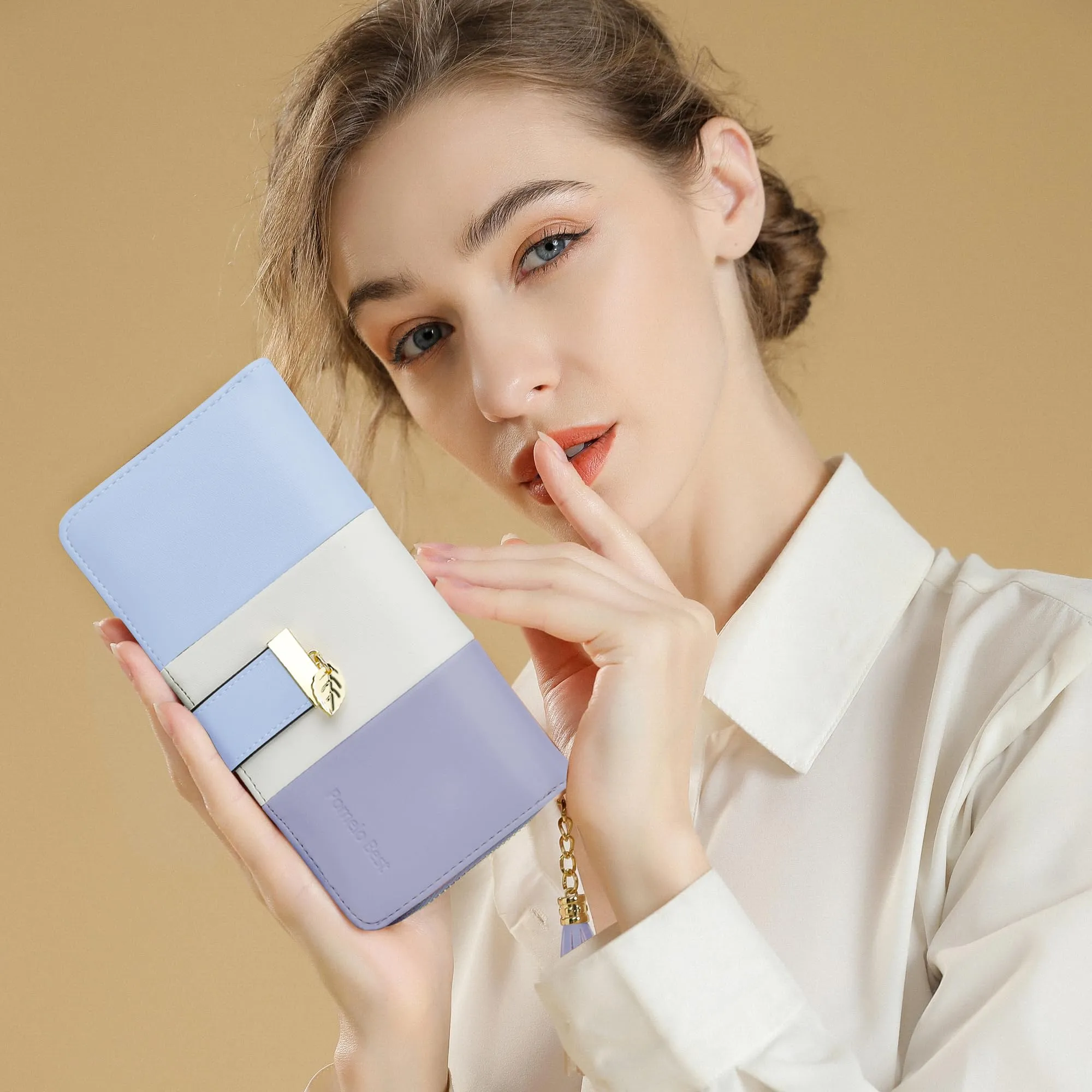 Pomelo Best Portafoglio Donna Lungo con Cerniera e Portamonete, RFID, Pelle Sintetica, Viola Azul - immagine 6